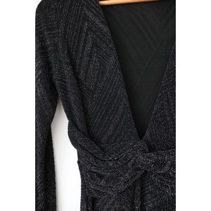 Plunging neckline little black dress